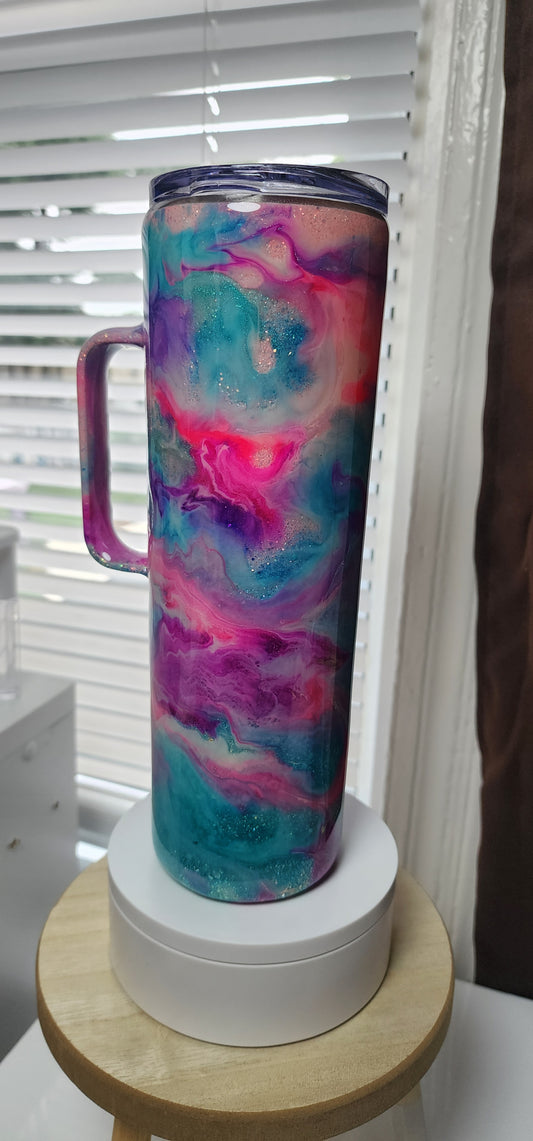 Pink, Purple and Teal glitter base swirl