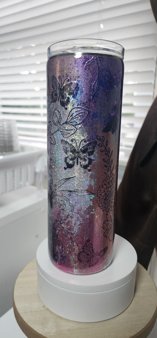 Embossed Floral and Butterfly